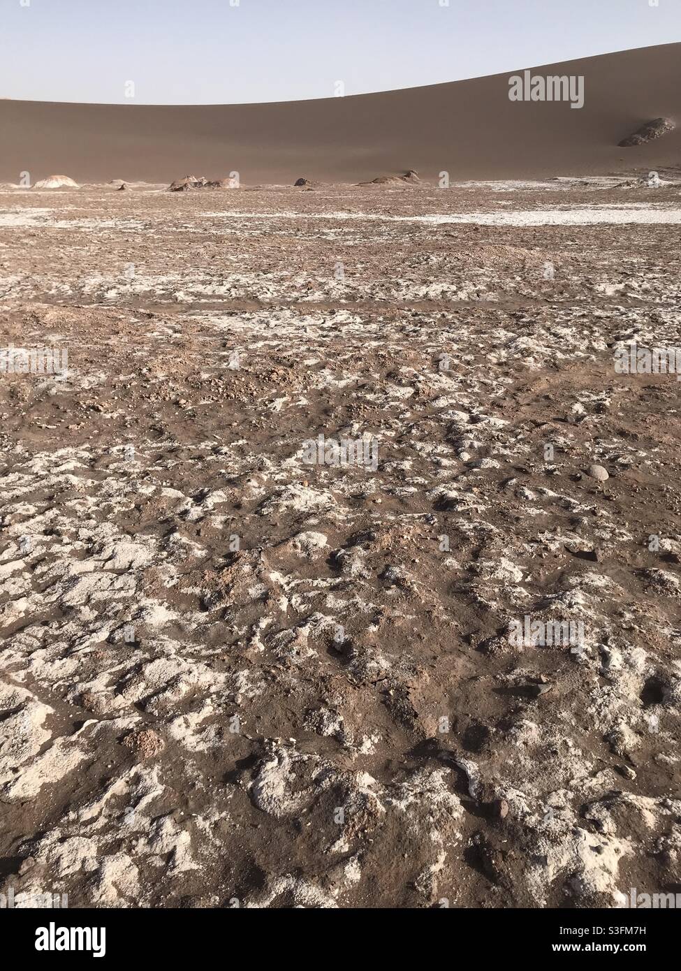 Giant sand dune in el Valle de la Luna or Valley of the Moon, San Pedro de Atacama, Chile - Smartphone Captured Stock Image