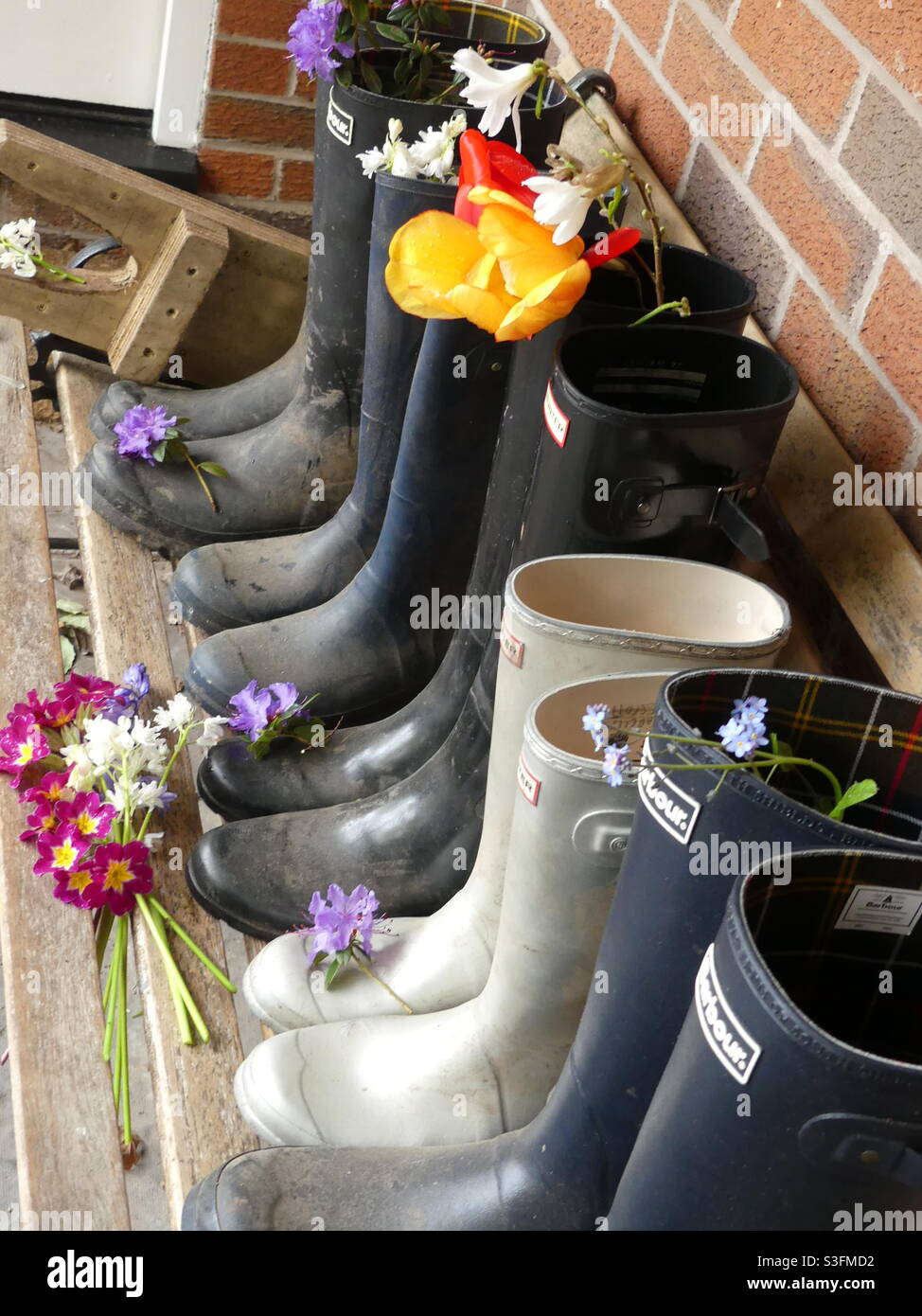 Wellies in Spring ? Stock Photo