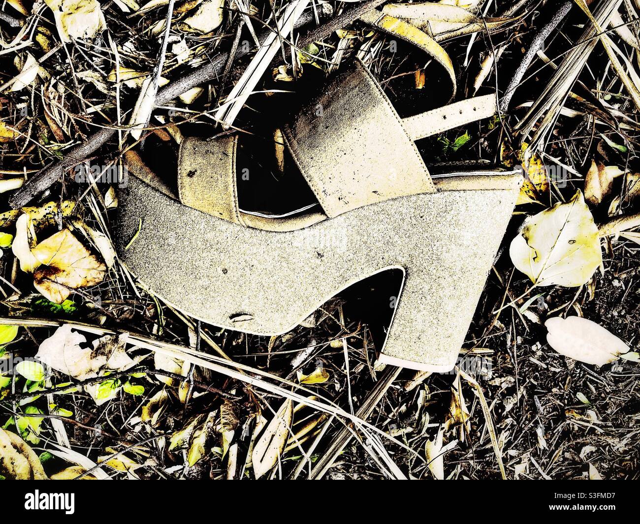 Feminine shoe abandoned on the floor - Smartphone Captured Stock Image