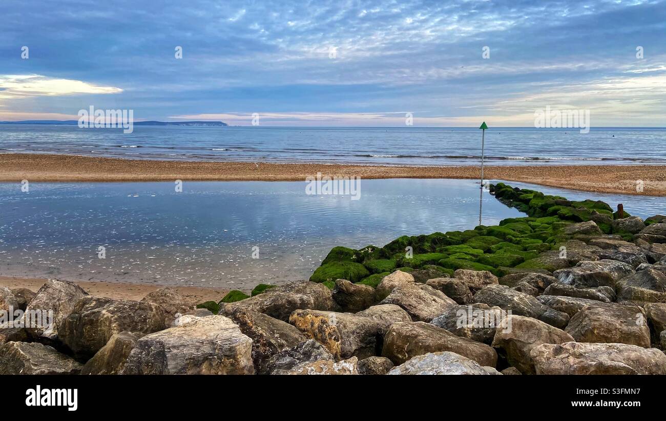 Low tide at Avon Beach, Mudeford Stock Photo Alamy