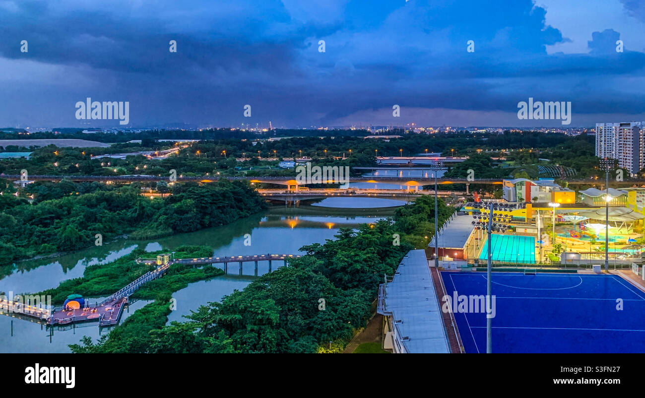 Scenic view of Punggol river in the northeast of Singapore. Stock Photo