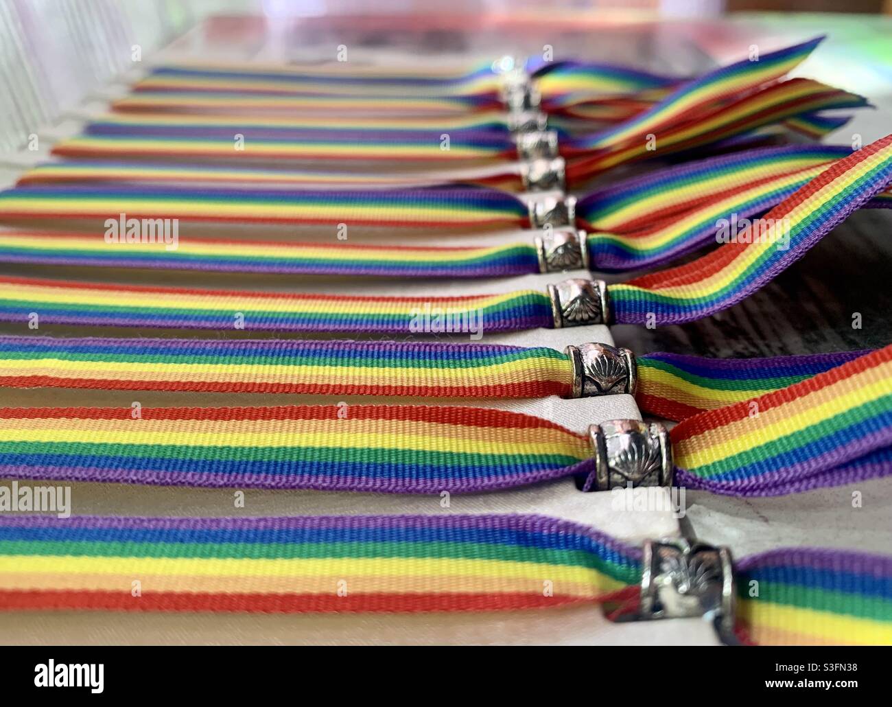 Rainbow flag bracelets Stock Photo