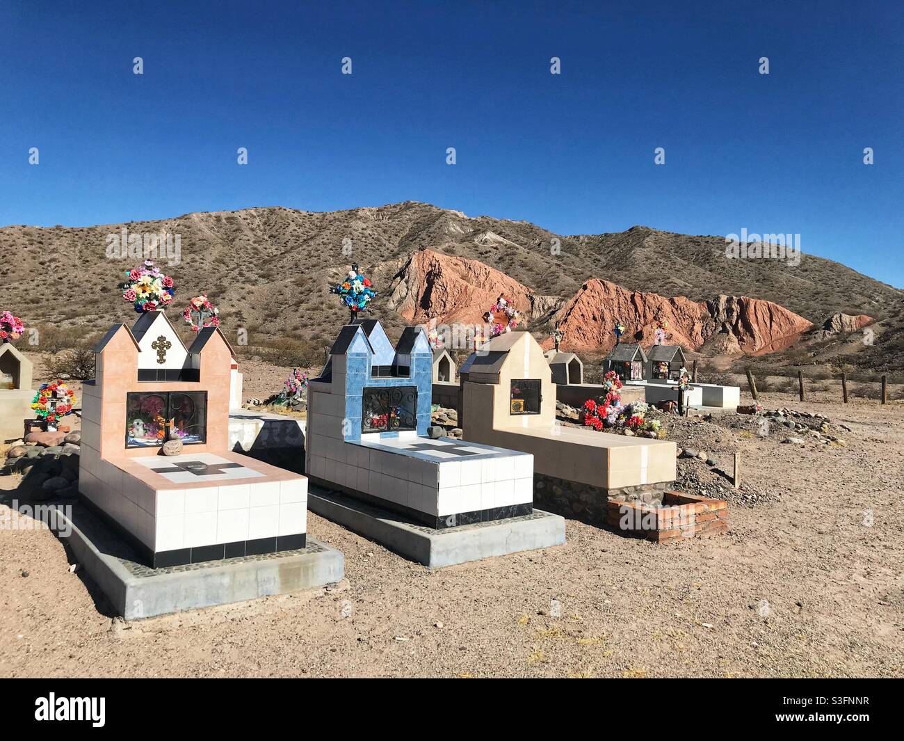 Cemetery in San Carlos, Salta Province, northern Argentina - Smartphone Captured Stock Image