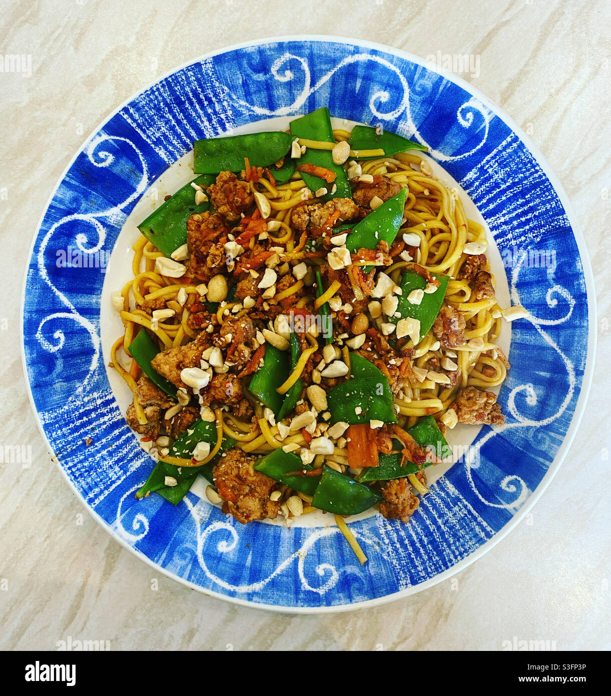 Sweet Chilli Turkey Noodles. 31.05.2021 - Smartphone Captured Stock Image