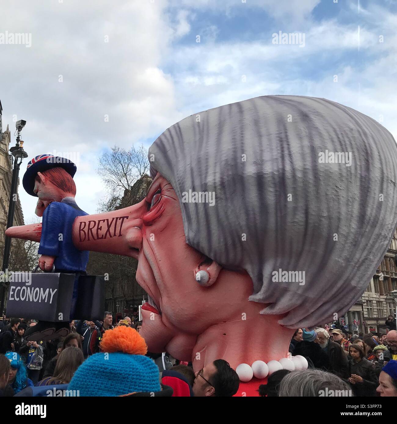 Brexit March, London, 2019 - Smartphone Captured Stock Image