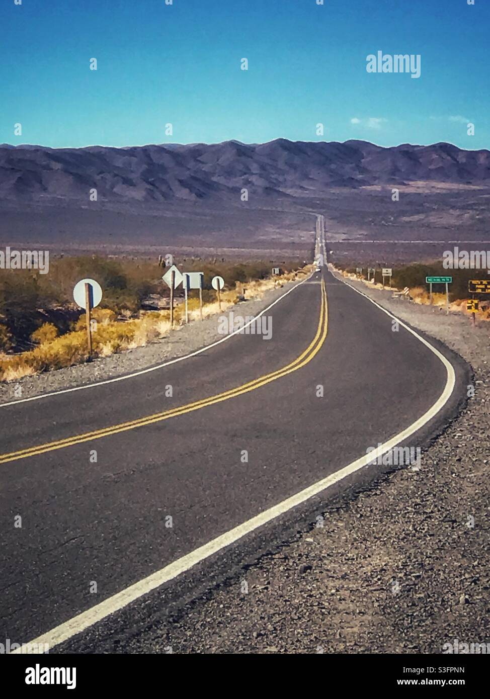 Tin Tin Straight Line, Cachi, Salta Province, northern Argentina - Smartphone Captured Stock Image