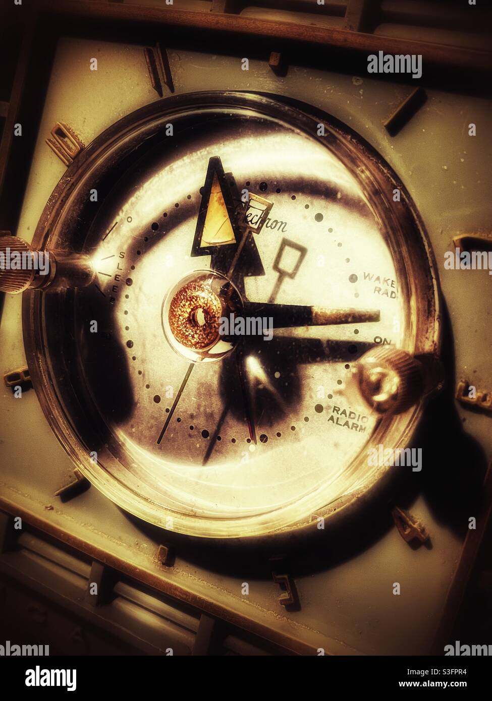 Vintage RCA clock radio clock face - Smartphone Captured Stock Image