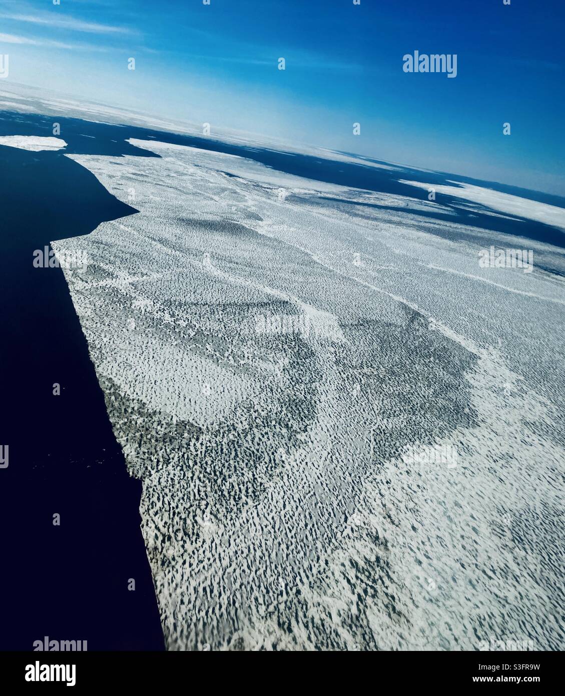 Melting sheet of sea ice northeast of Nome in the North Pacific Ocean/Bering Strait Stock Photo