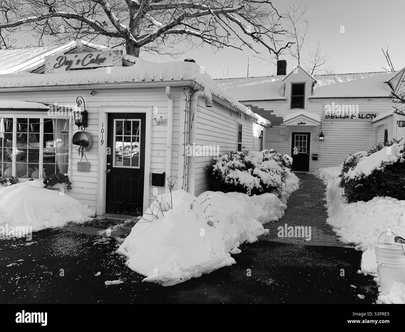 February, 2021, Deg’s Cakes and Bella Salon, Marlborough, Middlesex County, Massachusetts, United States - Smartphone Captured Stock Image