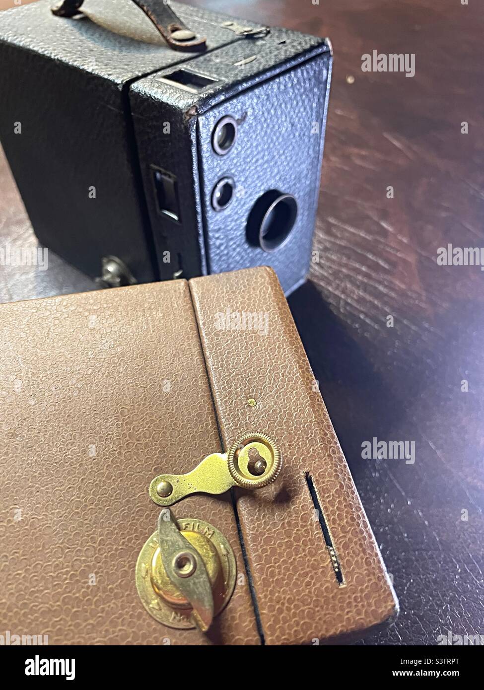 Vintage Eastman Kodak box cameras, USA - Smartphone Captured Stock Image