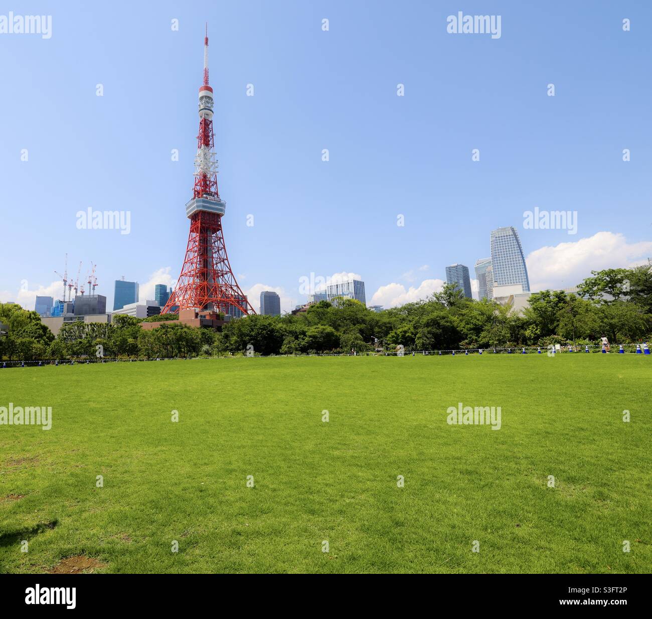 Tokyo Tower is located in 4 Chome 2-8, Shiba Park in Minato Ward, Tokyo, Japan, 2nd tallest Tower in Japan, measuring height 332.9 meters. Stock Photo