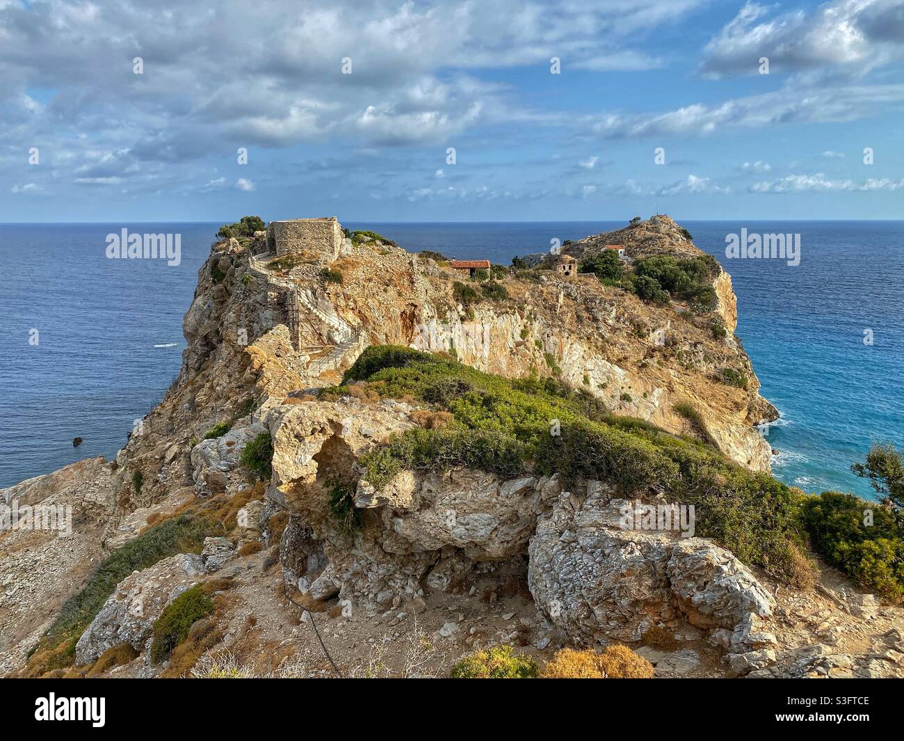 Kastro Fortress ruins on the North of Skiathos island in Greece. Stock Photo