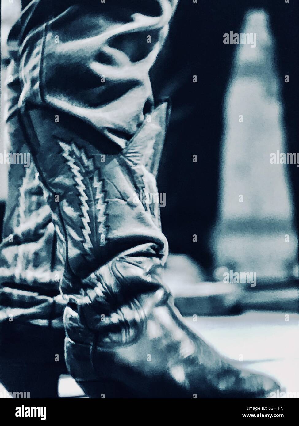 Cowboy boots worn by band member of Double Trouble at Denton Texas