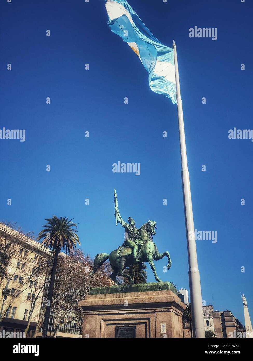 General Belgrano Monument, Plaza de Mayo, Buenos Aires, Argentina - Smartphone Captured Stock Image
