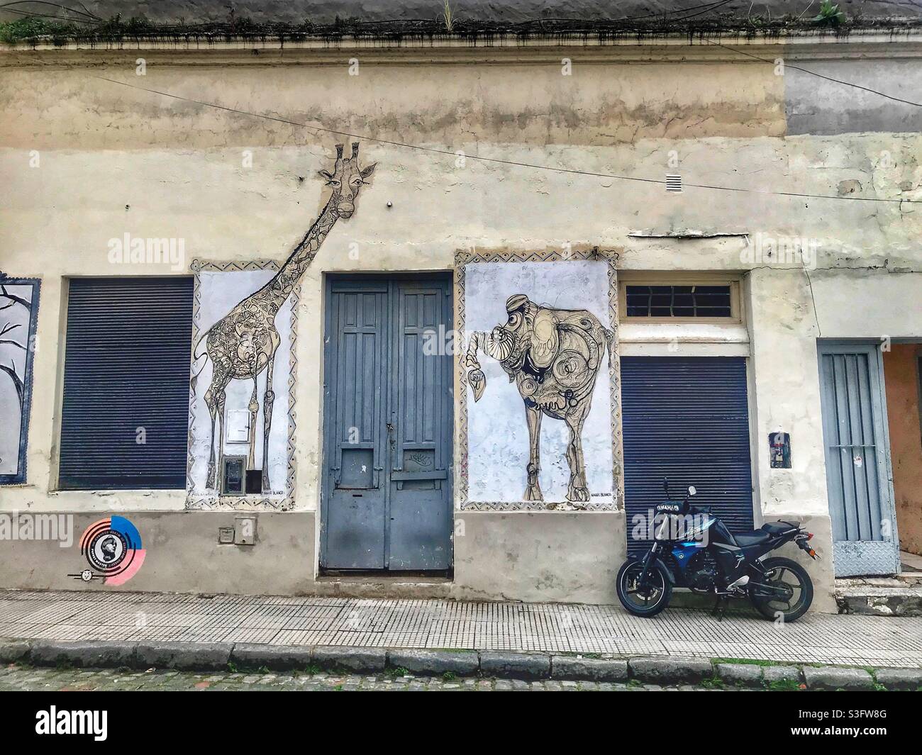 Street art building in San Telmo, Buenos Aires, Argentina - Smartphone Captured Stock Image