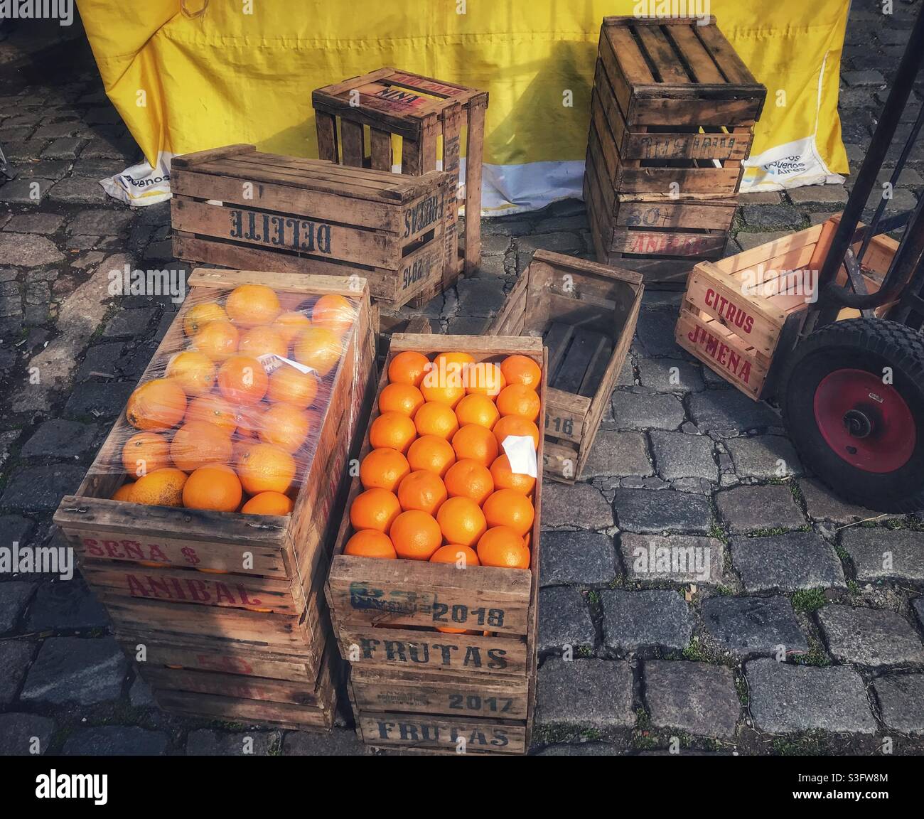 Oranges at a market in Buenos Aires, Argentina - Smartphone Captured Stock Image