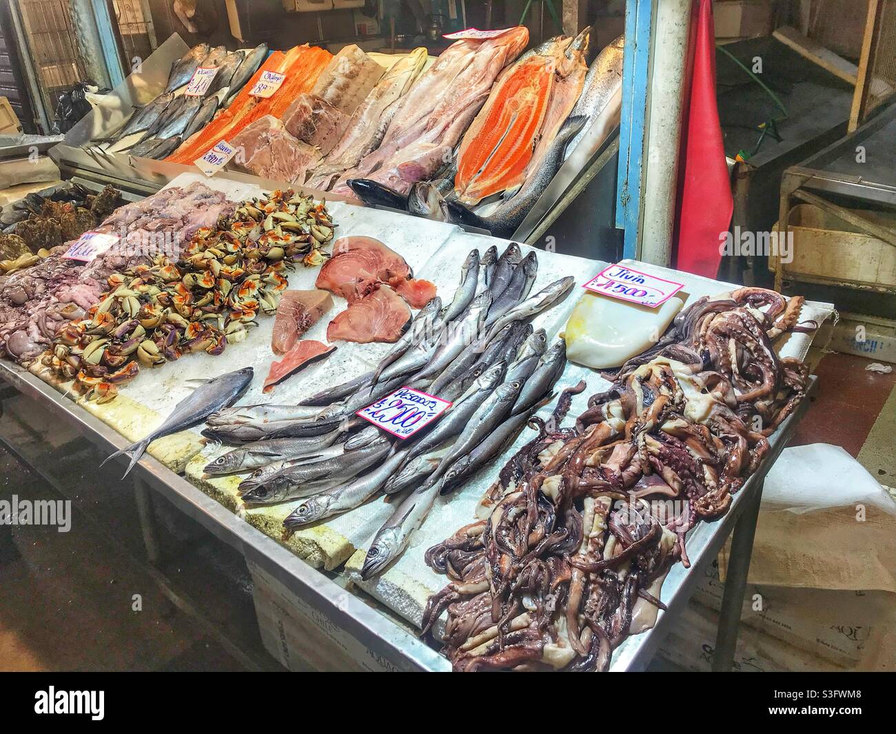 Seafood market, Santiago, Chile Stock Photo
