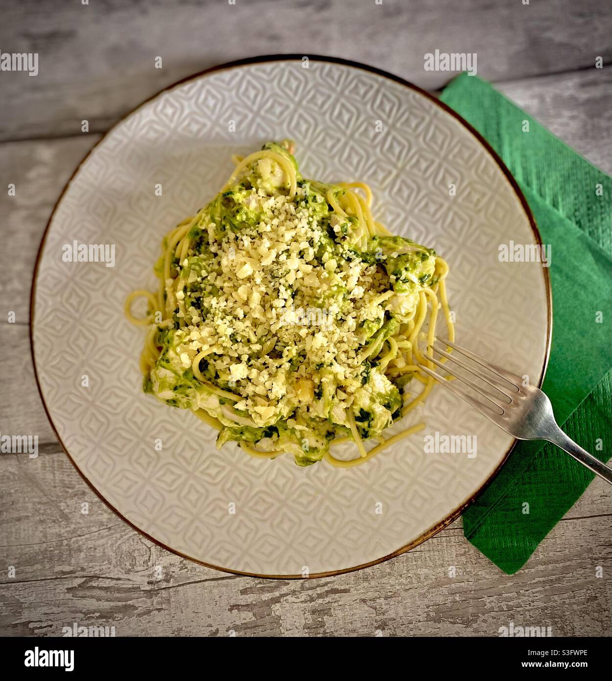 Spaghetti with asparagus Stock Photo Alamy