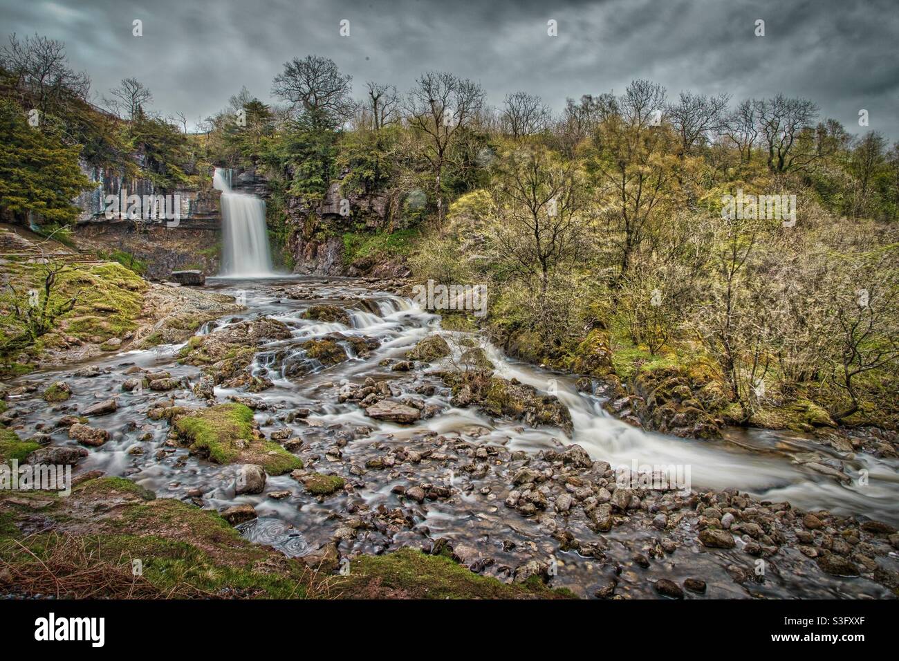 Thornton force waterfall at ingleton waterfalls park Stock Photo