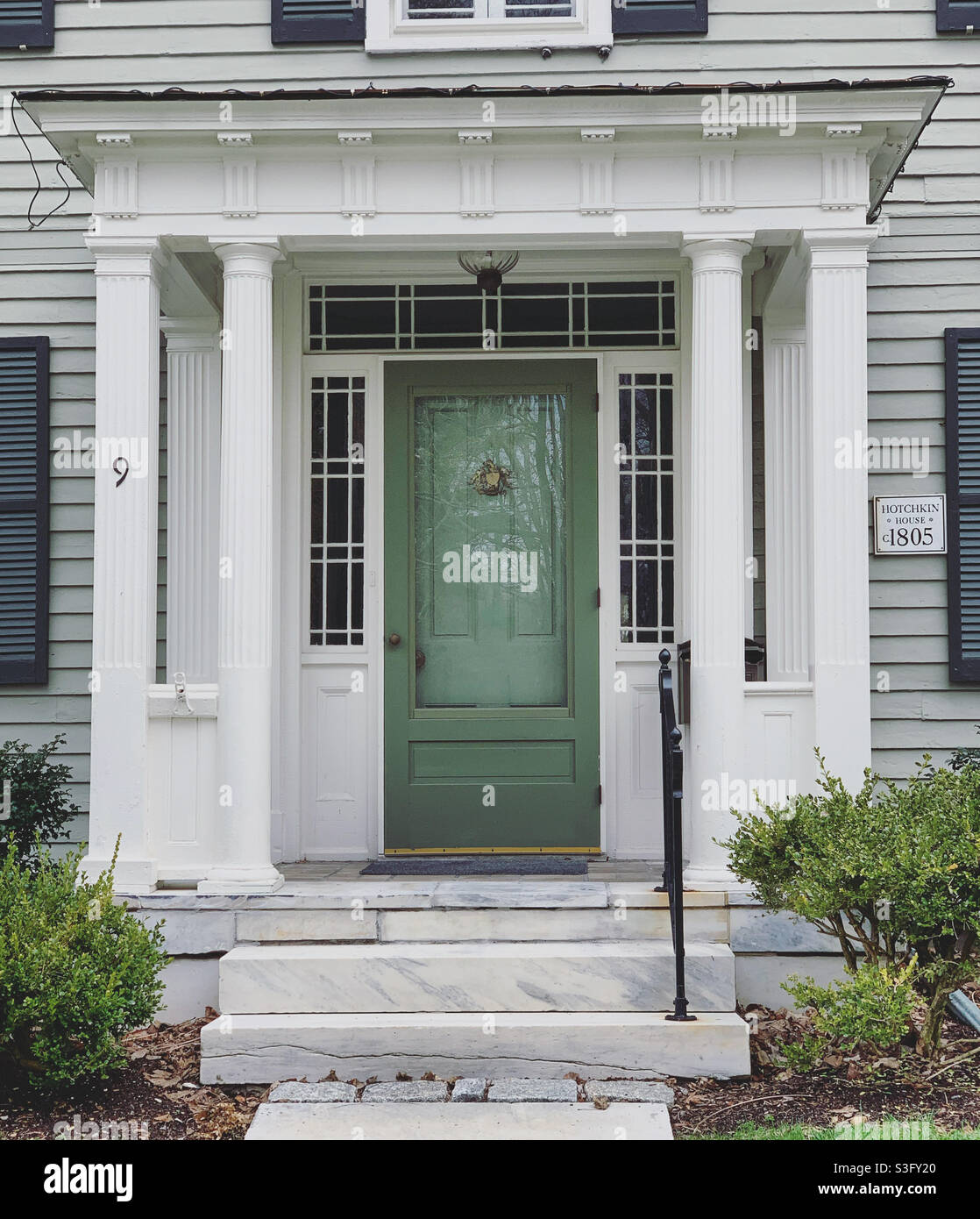 Front door, Hotchkin House, built circa 1805, Lenox, Berkshire County, Massachusetts, United States - Smartphone Captured Stock Image