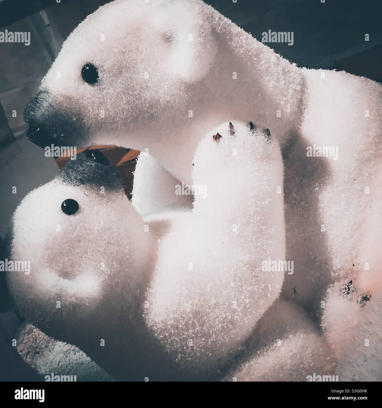 Two polar bear Christmas decorations - Smartphone Captured Stock Image