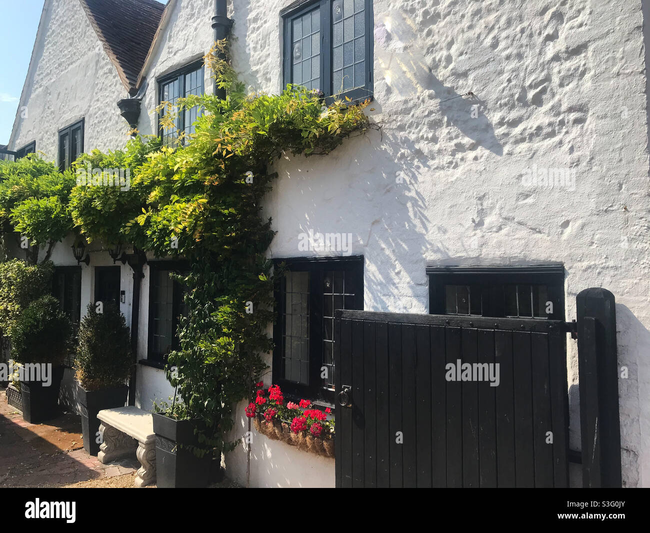 Quaint white cottage, Rottingdean - Smartphone Captured Stock Image