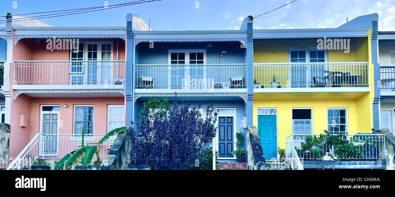 Row of terrace houses in Perth Western Australia Stock Photo