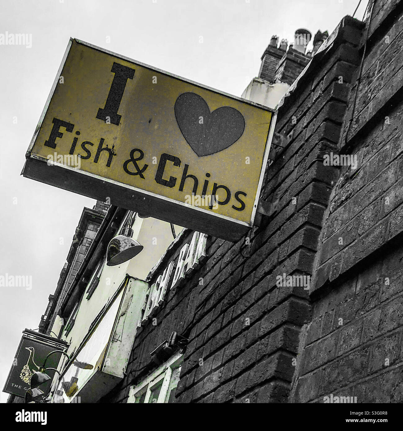 I love fish & chips sign Stock Photo