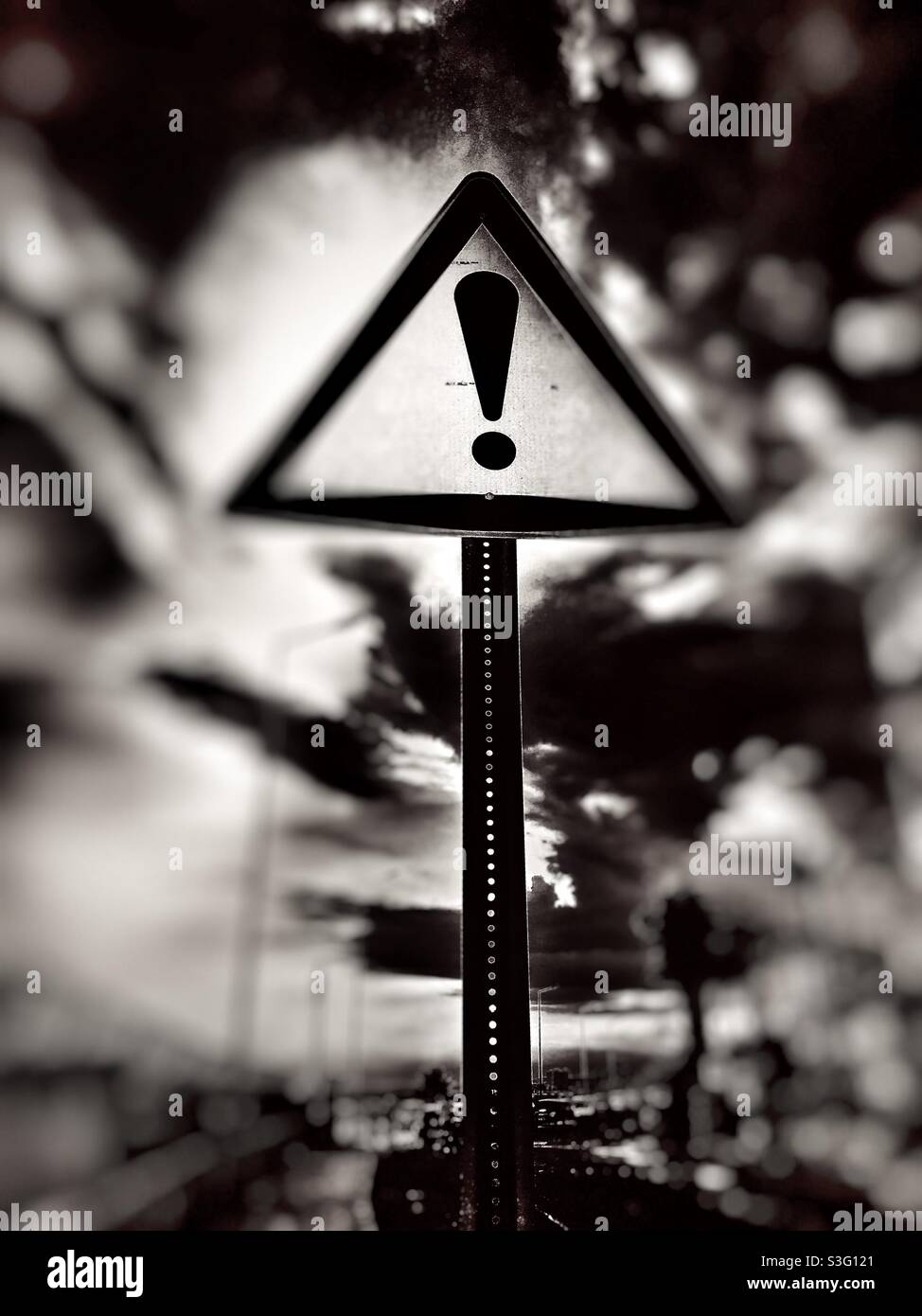 Warning road sign - Smartphone Captured Stock Image