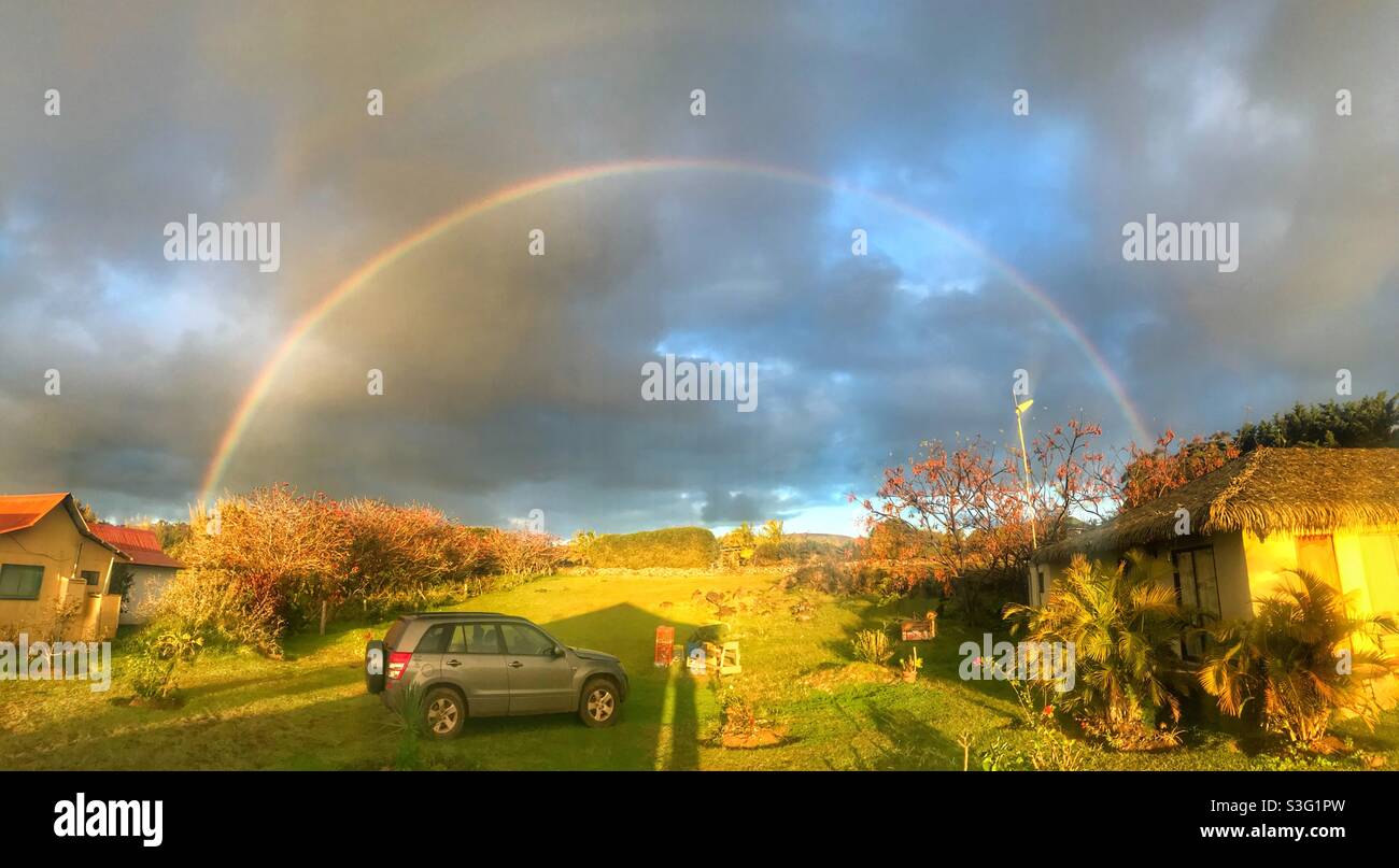 Rainbow, Easter Island, Chile - Smartphone Captured Stock Image