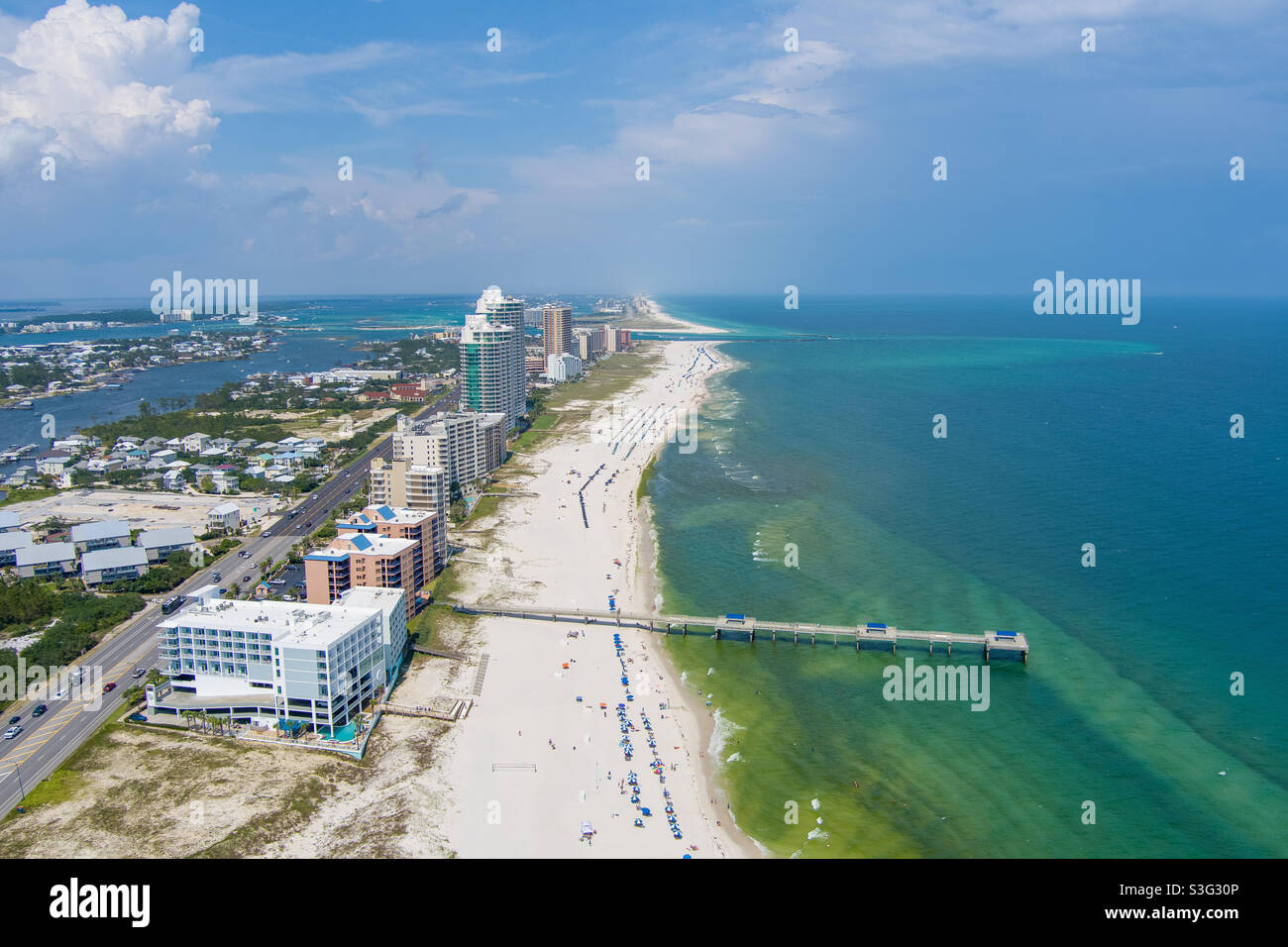 Aerial view of Orange Beach - Smartphone Captured Stock Image