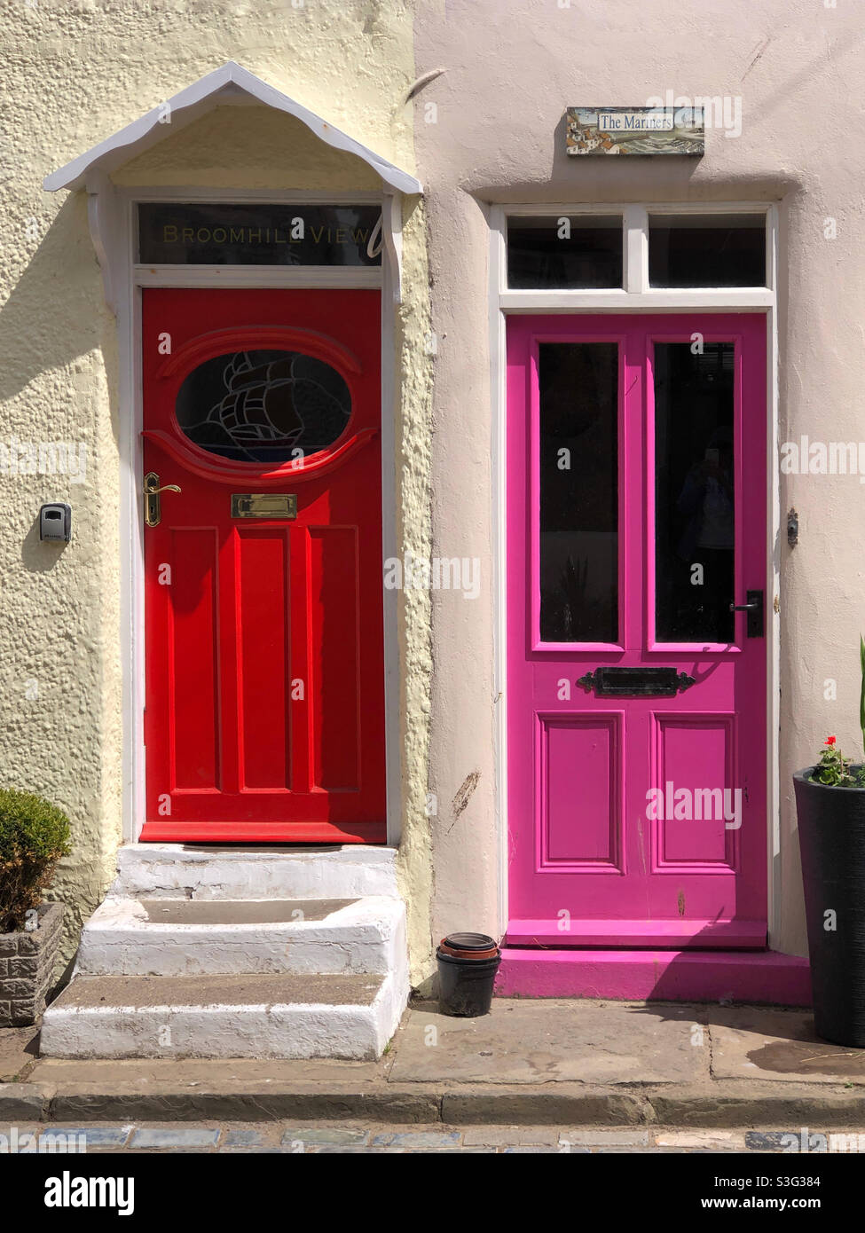 Red door, pink door - Smartphone Captured Stock Image