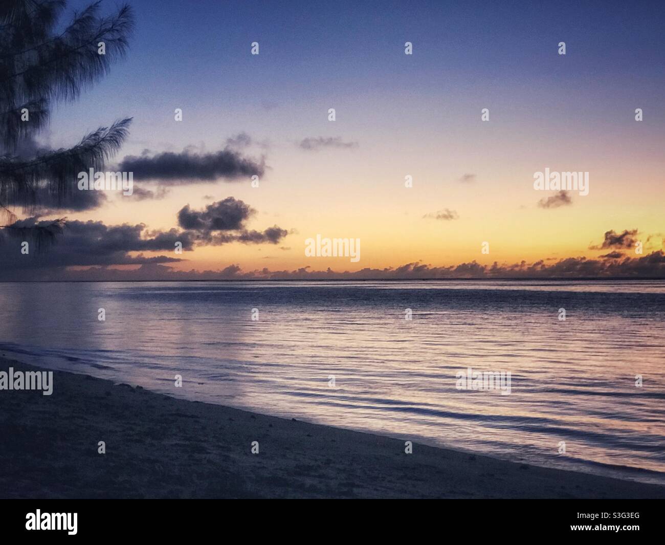 Sunset, Aitutaki lagoon,Cook Islands - Smartphone Captured Stock Image