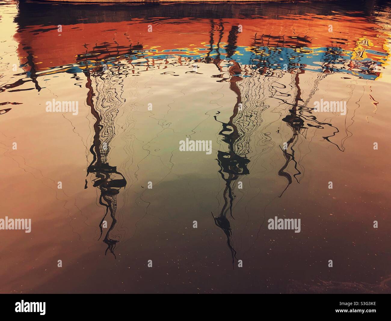 Reflection of a three-masted ship - Smartphone Captured Stock Image