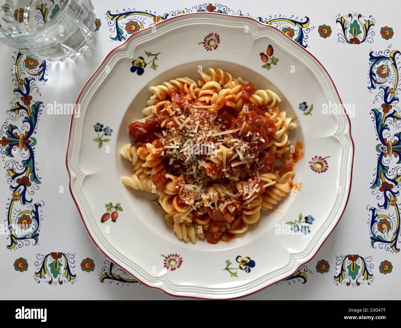 Pasta “Provence” style, Pasta with tomato sauce - Smartphone Captured Stock Image