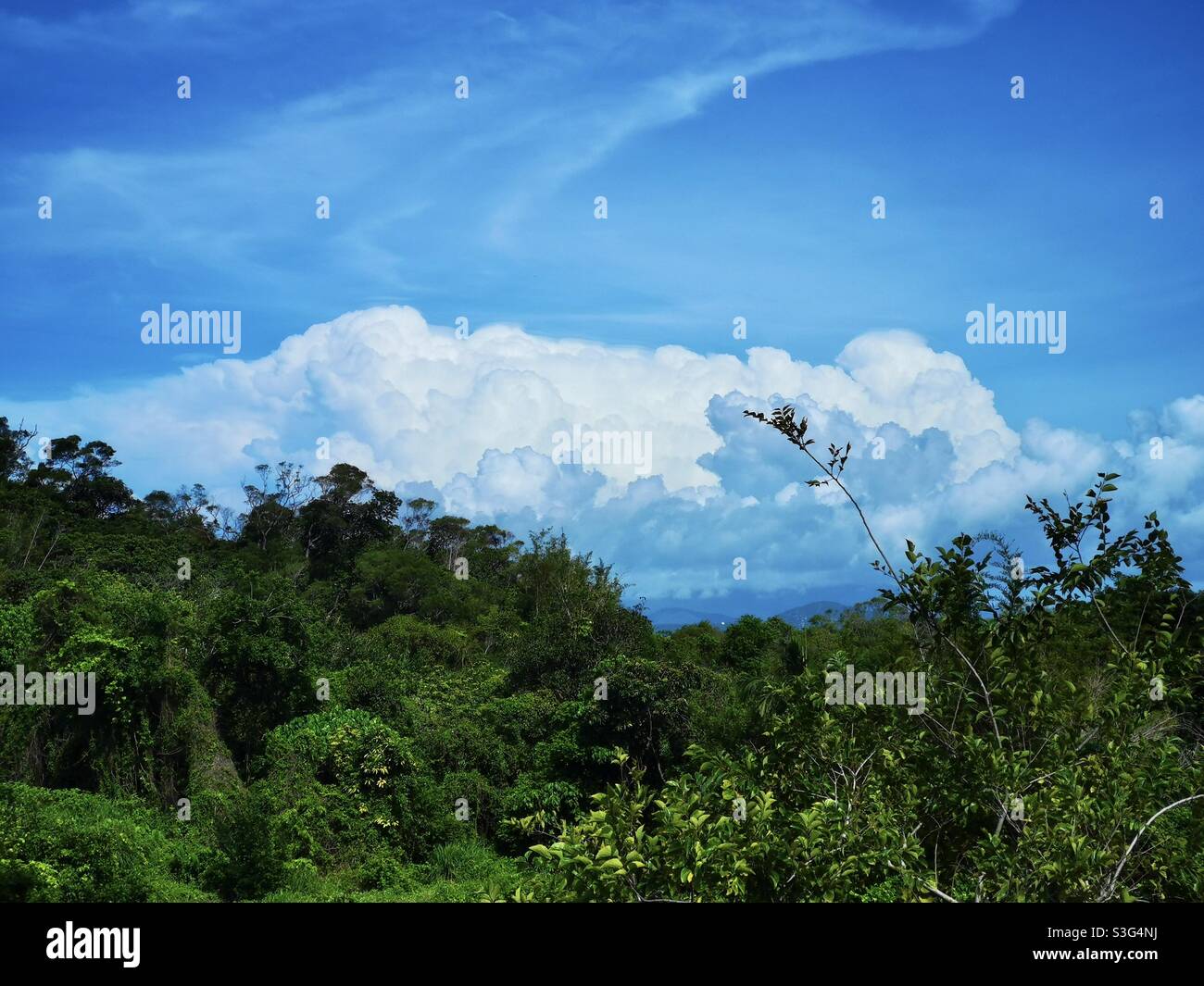 A giant Cumulus cloud over Lantau island in Hong Kong. - Smartphone Captured Stock Image