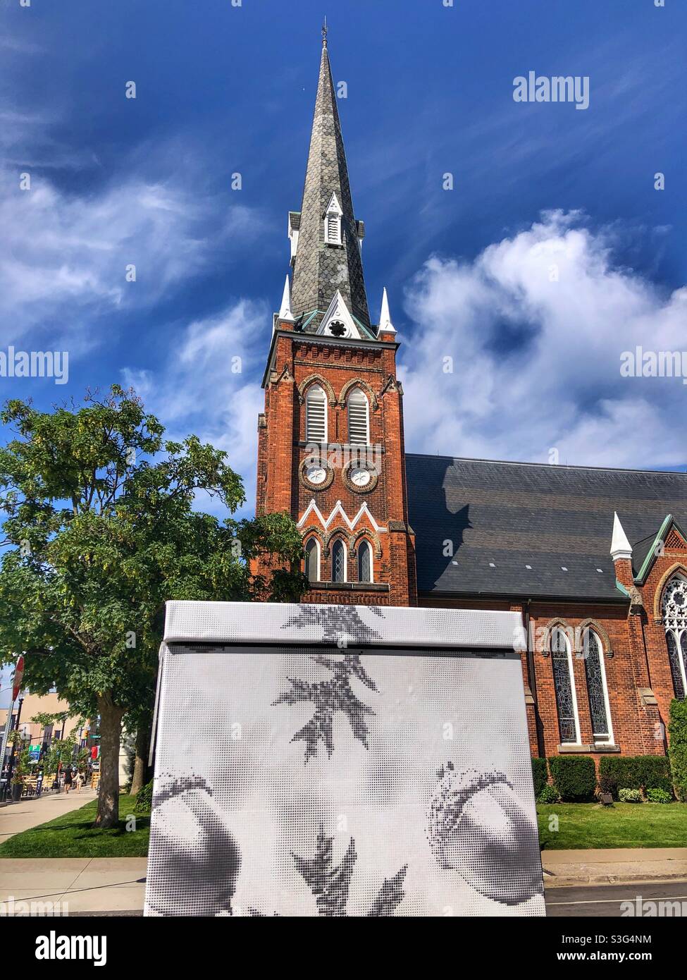 A church in Oakville, Ontario, Canada on a sunny day. - Smartphone Captured Stock Image