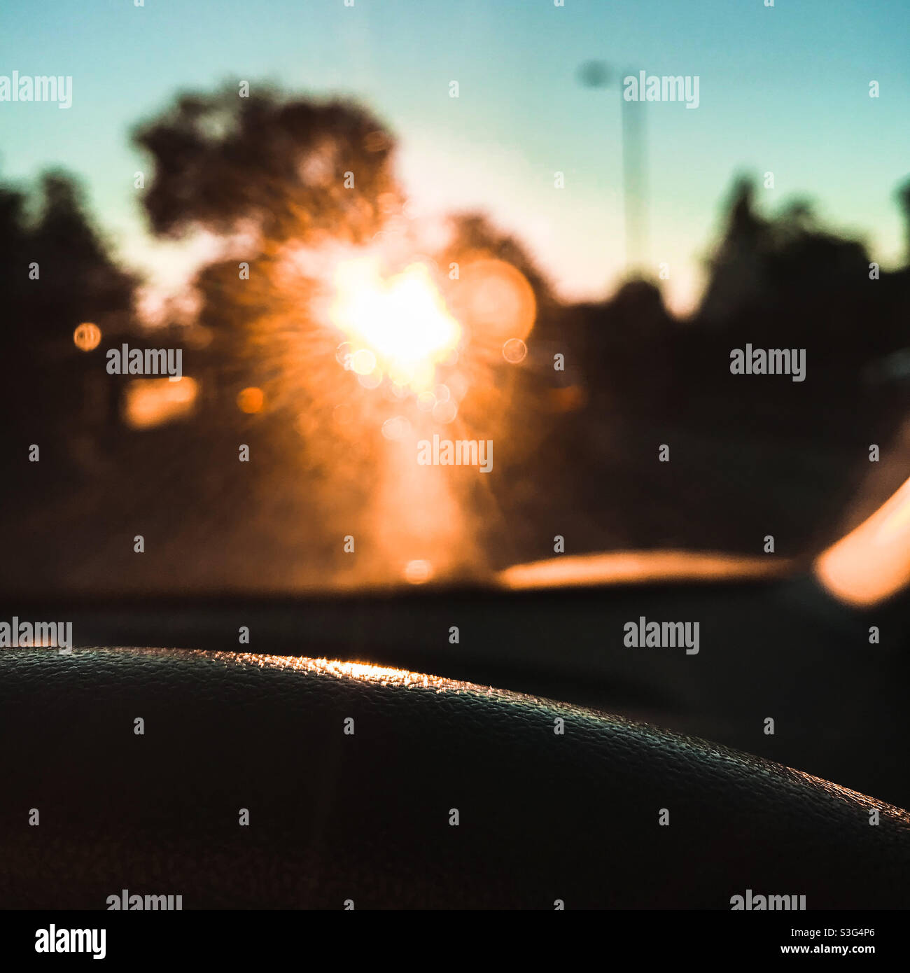 Sunset through car window - Smartphone Captured Stock Image