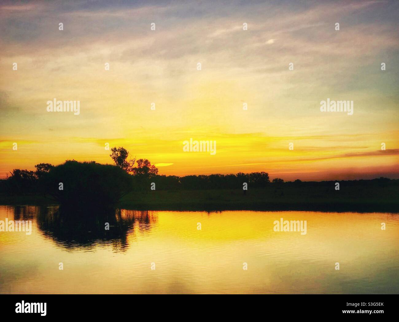 Sunset at Yellow Water Billabong, Kakadu National Park,Northern ...