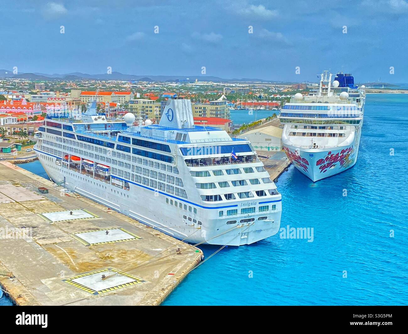 Cruise ships dock at the port Stock Photo Alamy
