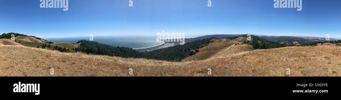 Mount Tamalpais rises along the coast of Marin County, Northern California, offering scenic landscapes, forested hills, and sweeping Pacific Ocean - - Smartphone Captured Stock Image