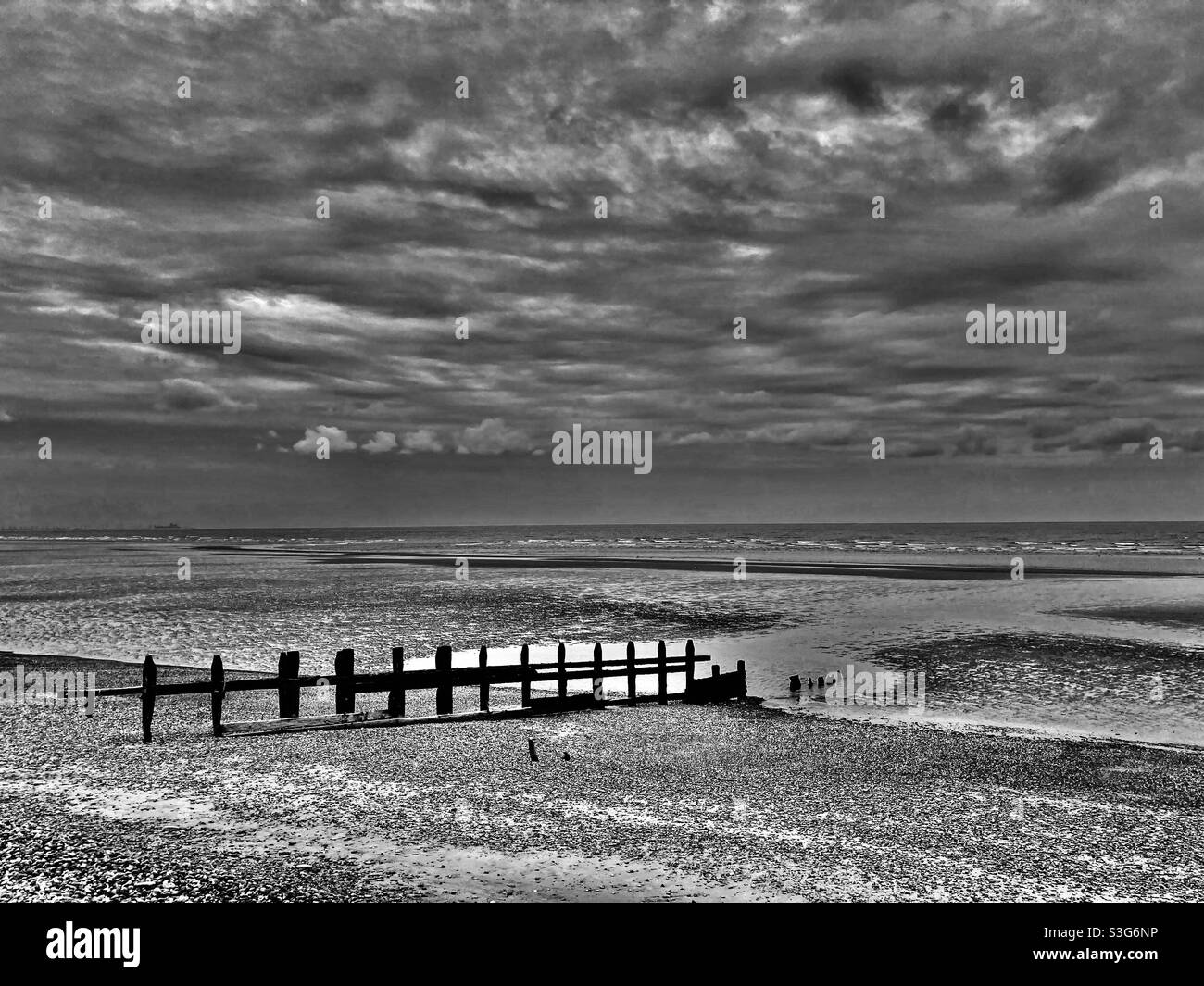 East Sussex Coast in monochrome Stock Photo