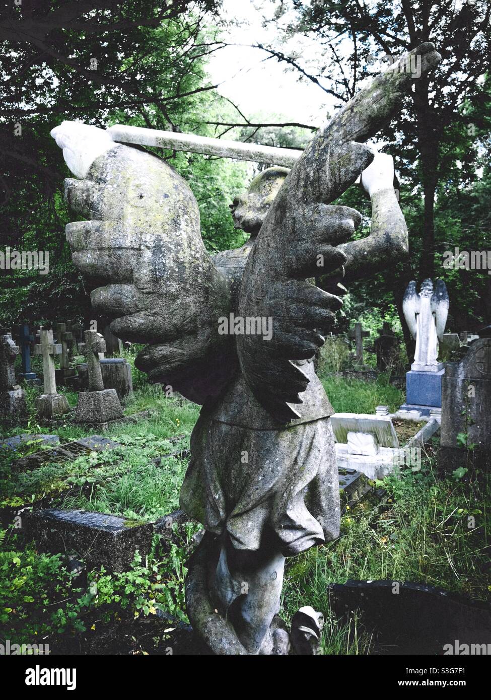 Weeping Angel, Highgate Cemetery - Smartphone Captured Stock Image