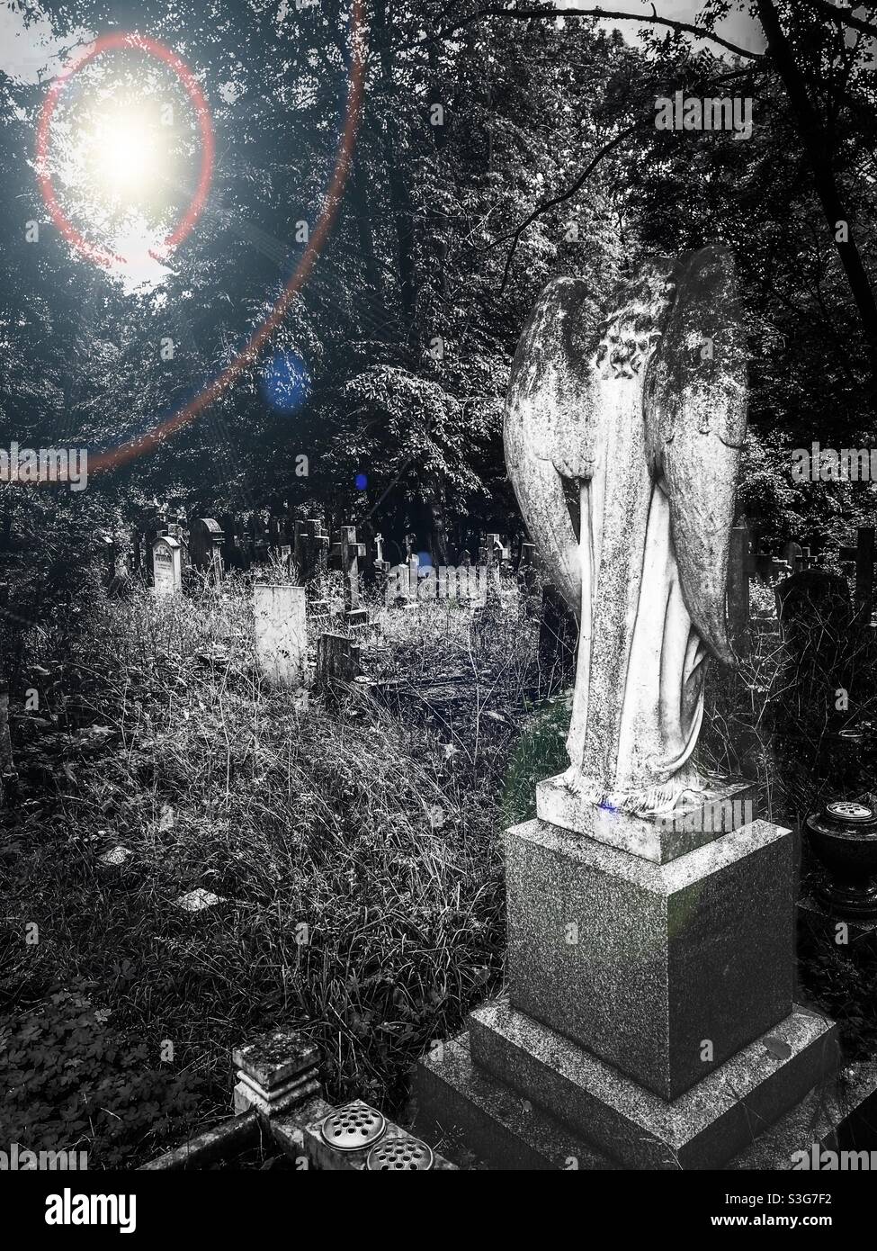 Weeping angel, Highgate cemetery - Smartphone Captured Stock Image