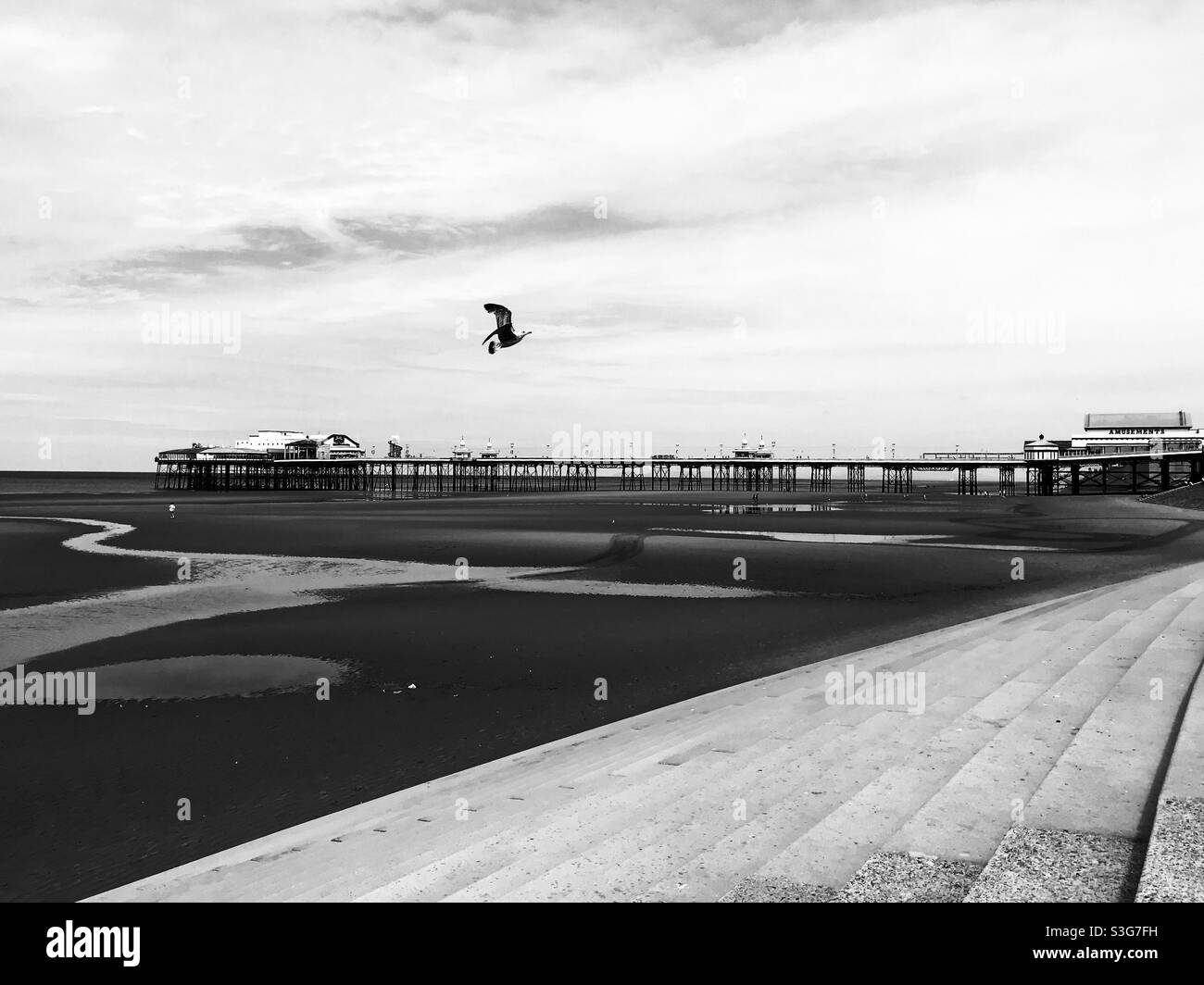 Blackpool beach & pier - Smartphone Captured Stock Image Blackpool beach & pier - Smartphone Captured Stock Image