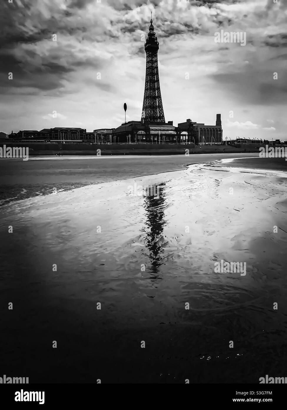 Blackpool beach & tower Stock Photo