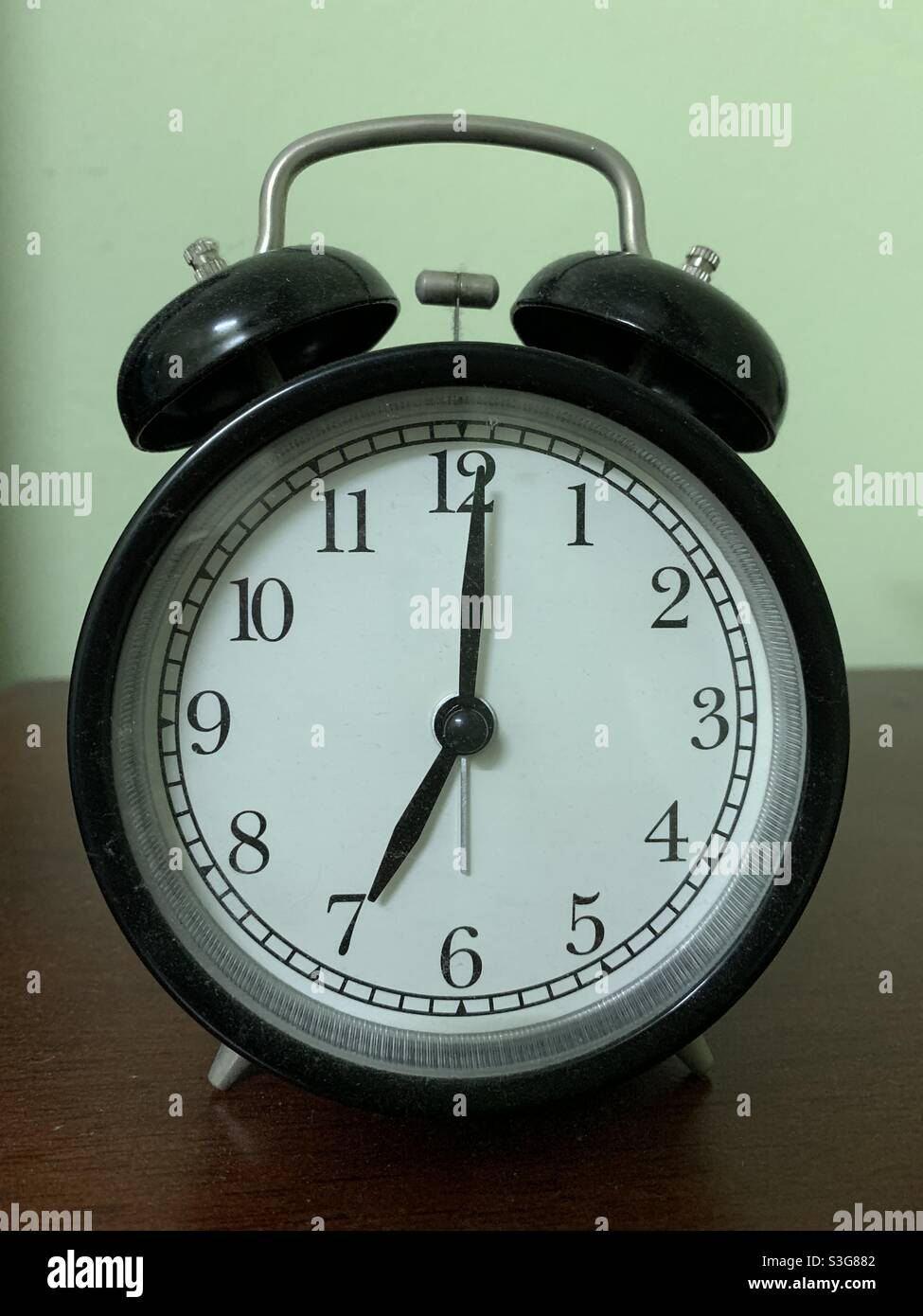 Black and white alarm clock Stock Photo Alamy