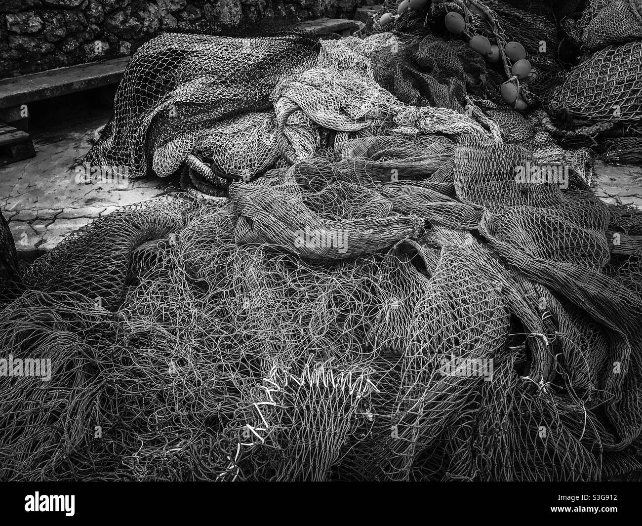 Nets to catch fish Black and White Stock Photos & Images - Alamy