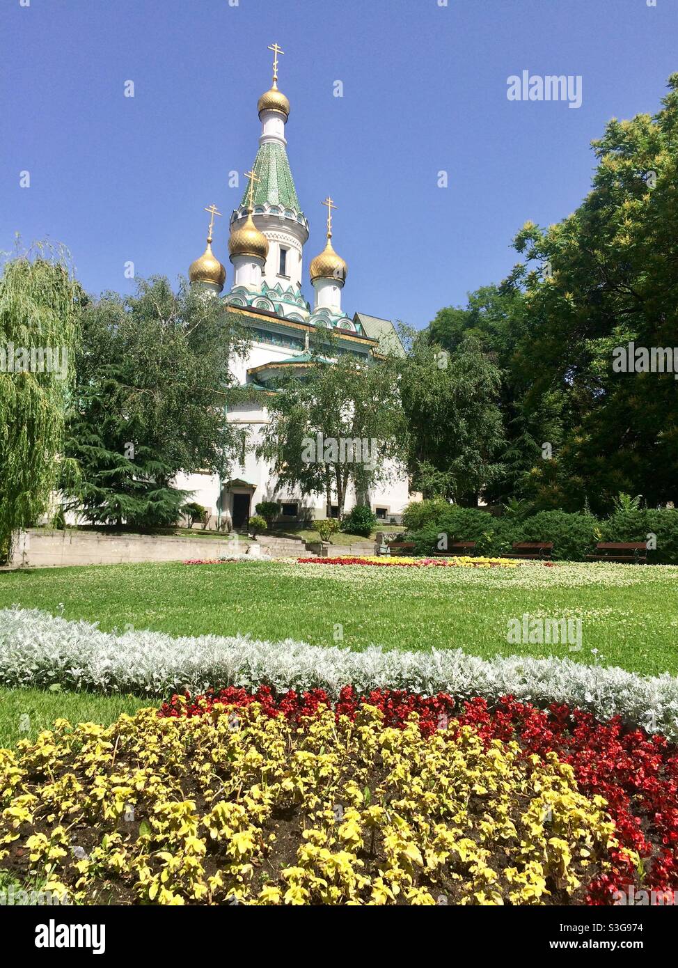 St. Nikolay The Miracle Maker Russian Church in Sofia, Bulgaria - Smartphone Captured Stock Image