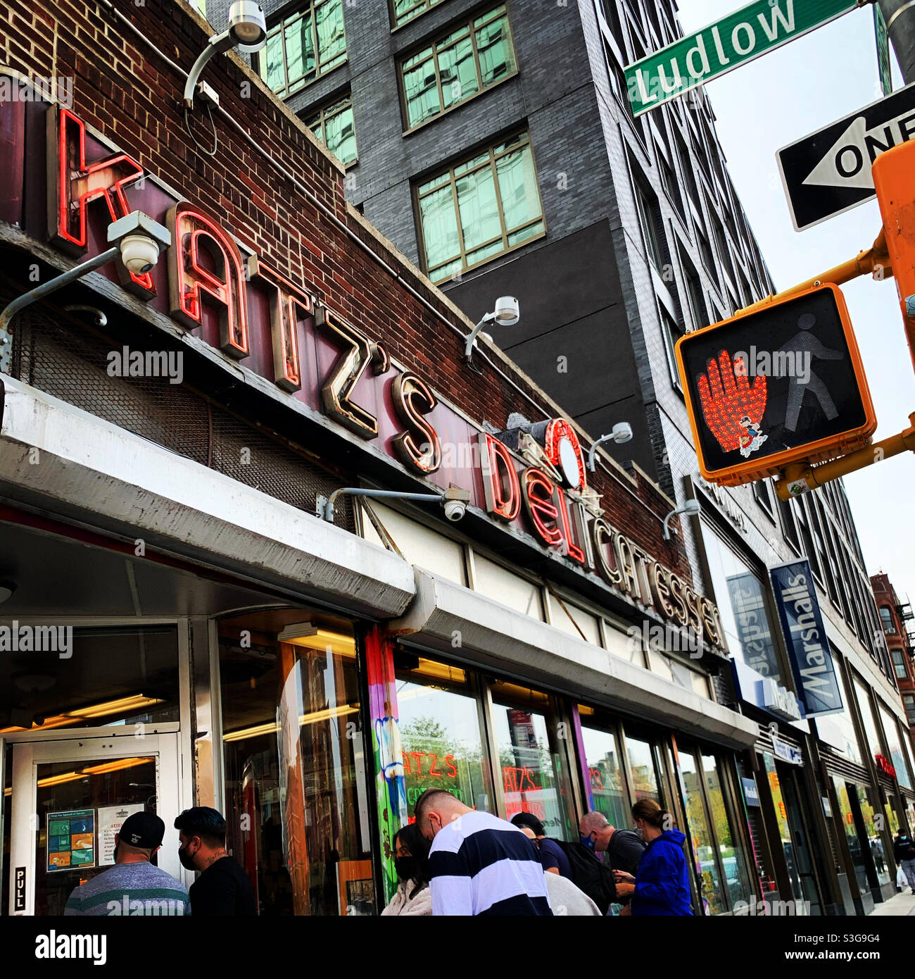 April, 2021, Katz’s Deli, Lower East Side, Manhattan, New York City, New York, United States - Smartphone Captured Stock Image